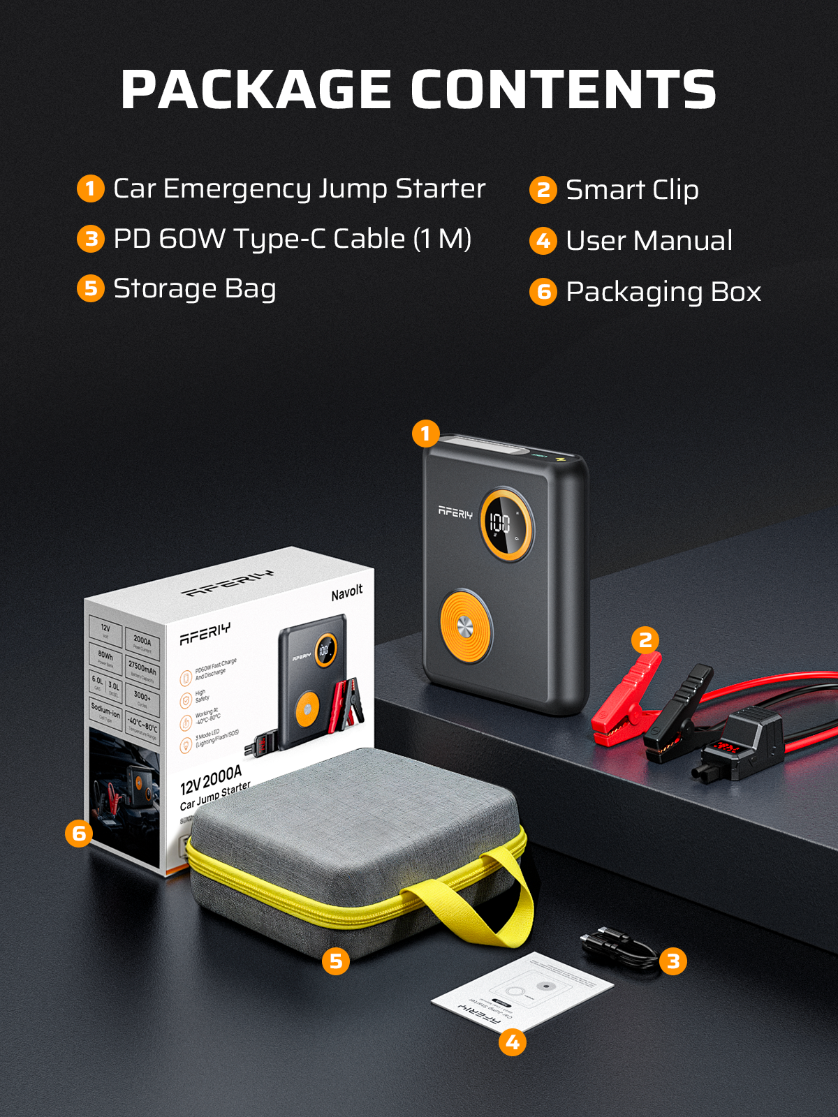 AFERIY GK03 Car Jumper Starter 12V 2000A