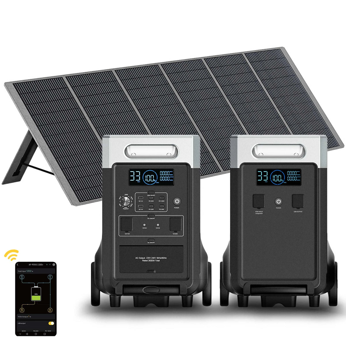 AFERIY P310 3600W Solar Generator Kit with 3840Wh Extension Battery
