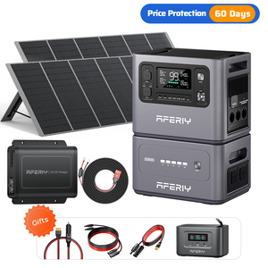 AFERIY 4096Wh Solar Generator Bundle with 2*400W Solar Panel – Complete Off-Grid Power System (P280 Series Kit)